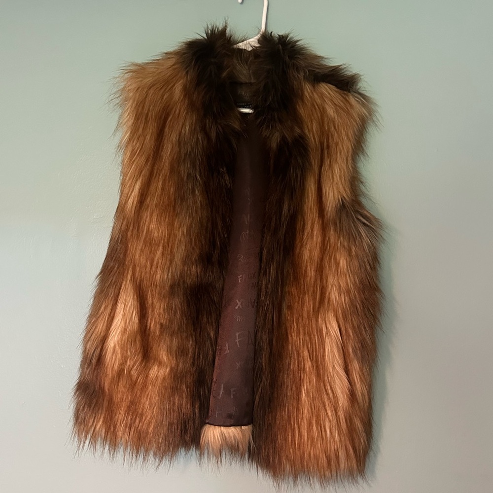 Fabulous Furs Brown Faux Fur Vest